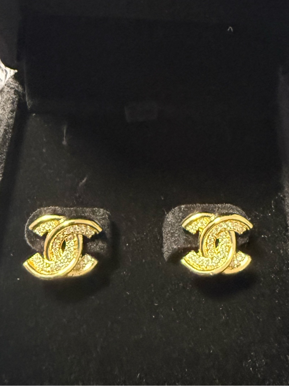 Gold Tone Interlocking Luxury Letter Earrings